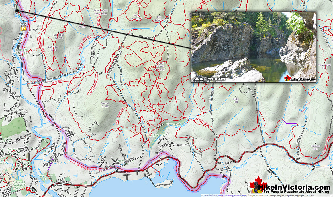 Sooke Potholes Directions Map