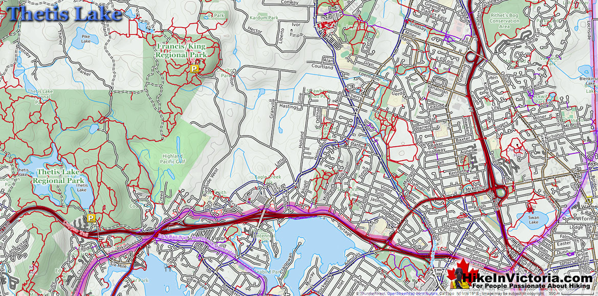 Thetis Lake Directions Map